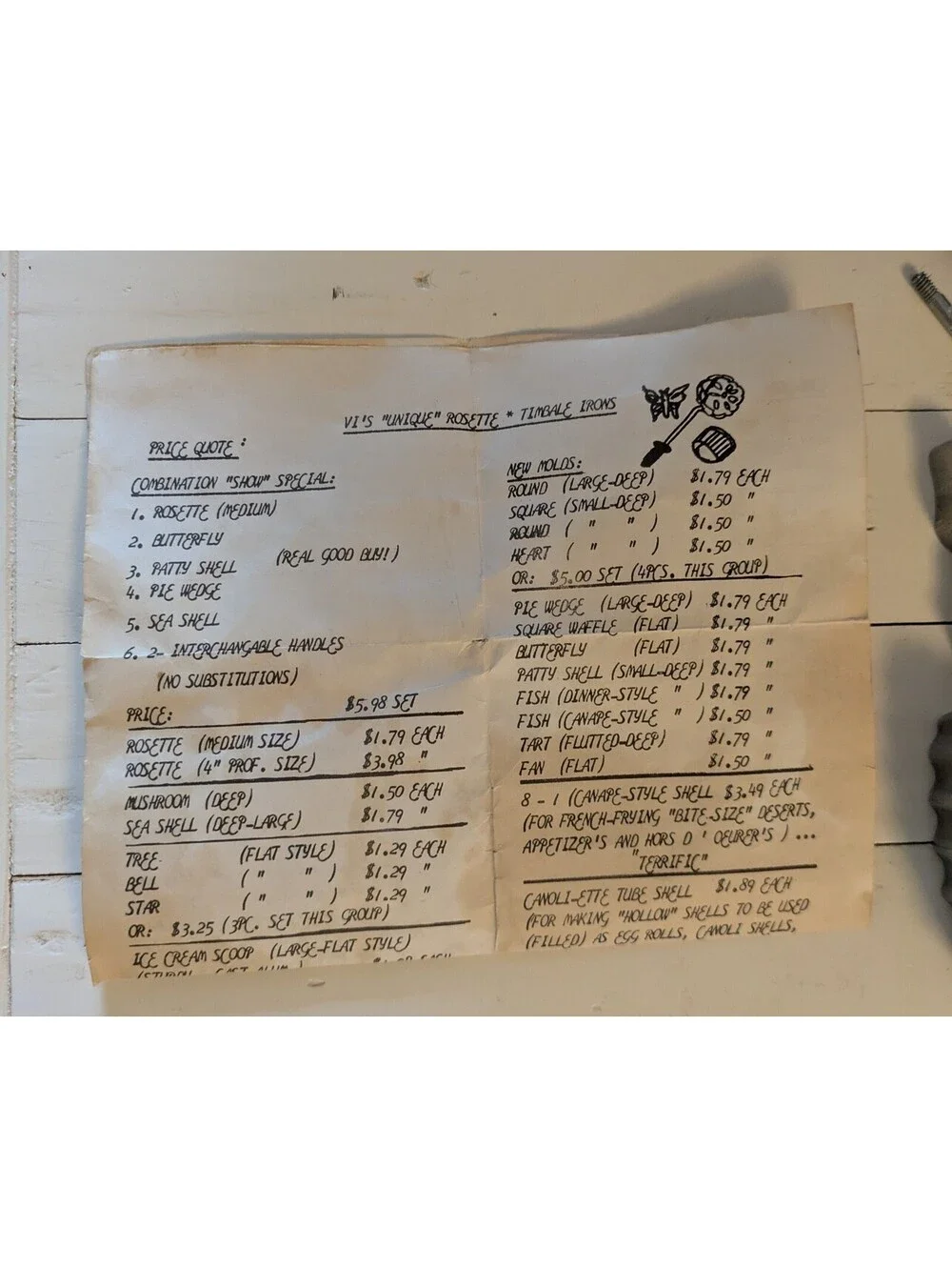 Vintage Cookware, Table Irons / Molds with original instructions. 5 molds.